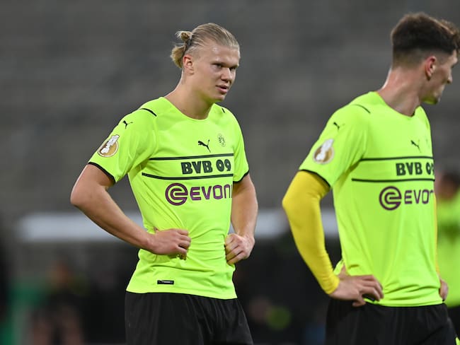 Erling Haaland del Borussia Dortmund tras la eliminación en la Copa Alemana / Getty Images