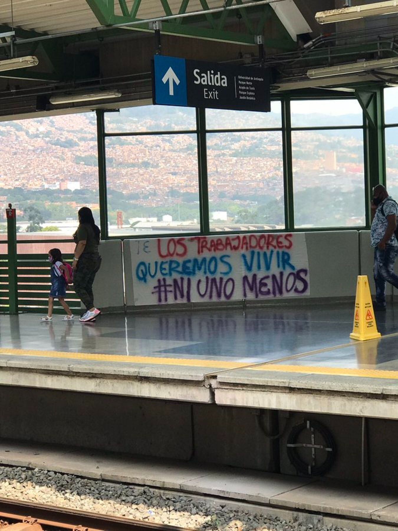 Protestas de empelados del Metro de Medellín. Foto:Twitter de @etanga__