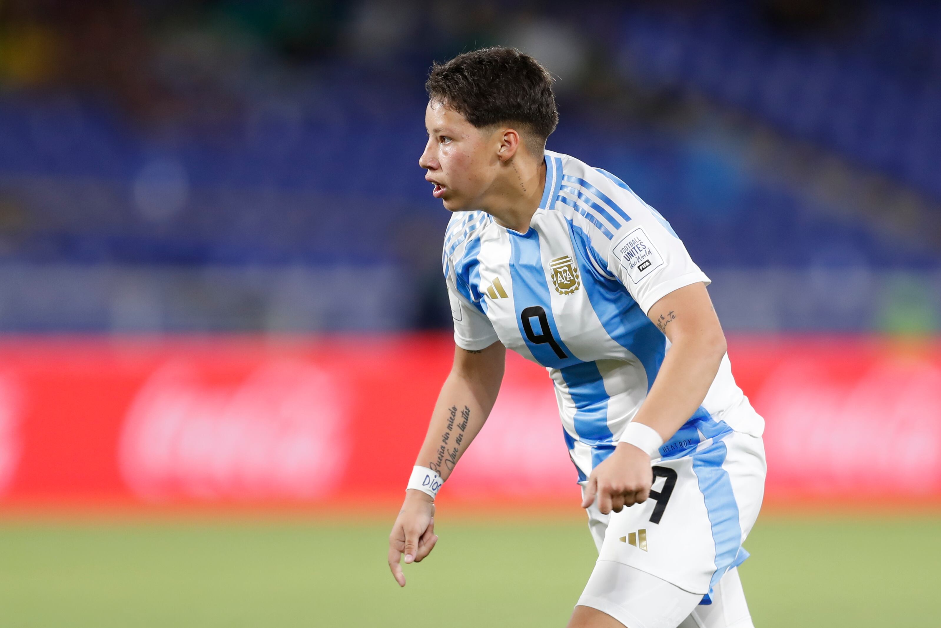 AME5096. CALI (COLOMBIA), 02/09/2024.- Kishi Nuñez de Argentina celebra un gol este lunes, en un partido del grupo F de la Copa Mundial Femenina sub-20 entre las selecciones de Corea DPR y Argentina en el estadio de Pascual Guerrero en Cali (Colombia). EFE/ Ernesto Guzmán Jr.