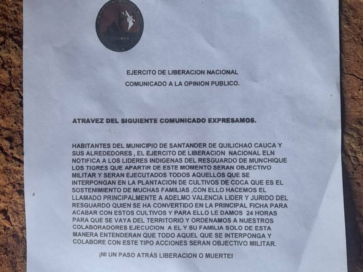 Amenazan de muerte al hermano de Feliciano Valencia en el norte del Cauca