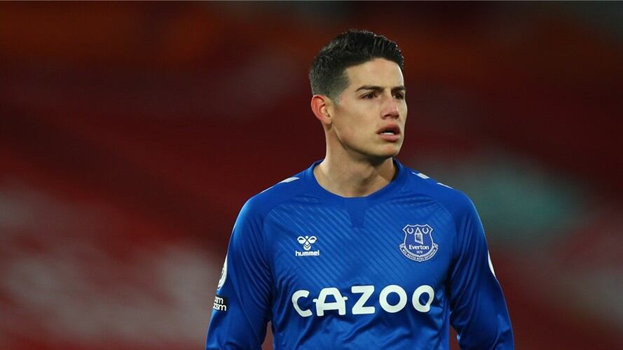 Nuevos problemas físicos de James Rodríguez en el Everton. Foto: Robbie Jay Barratt - AMA/Getty Images