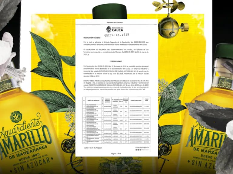 Resolución de la Gobernación de Cauca para abrir las fronteras a aguardientes caldenses.