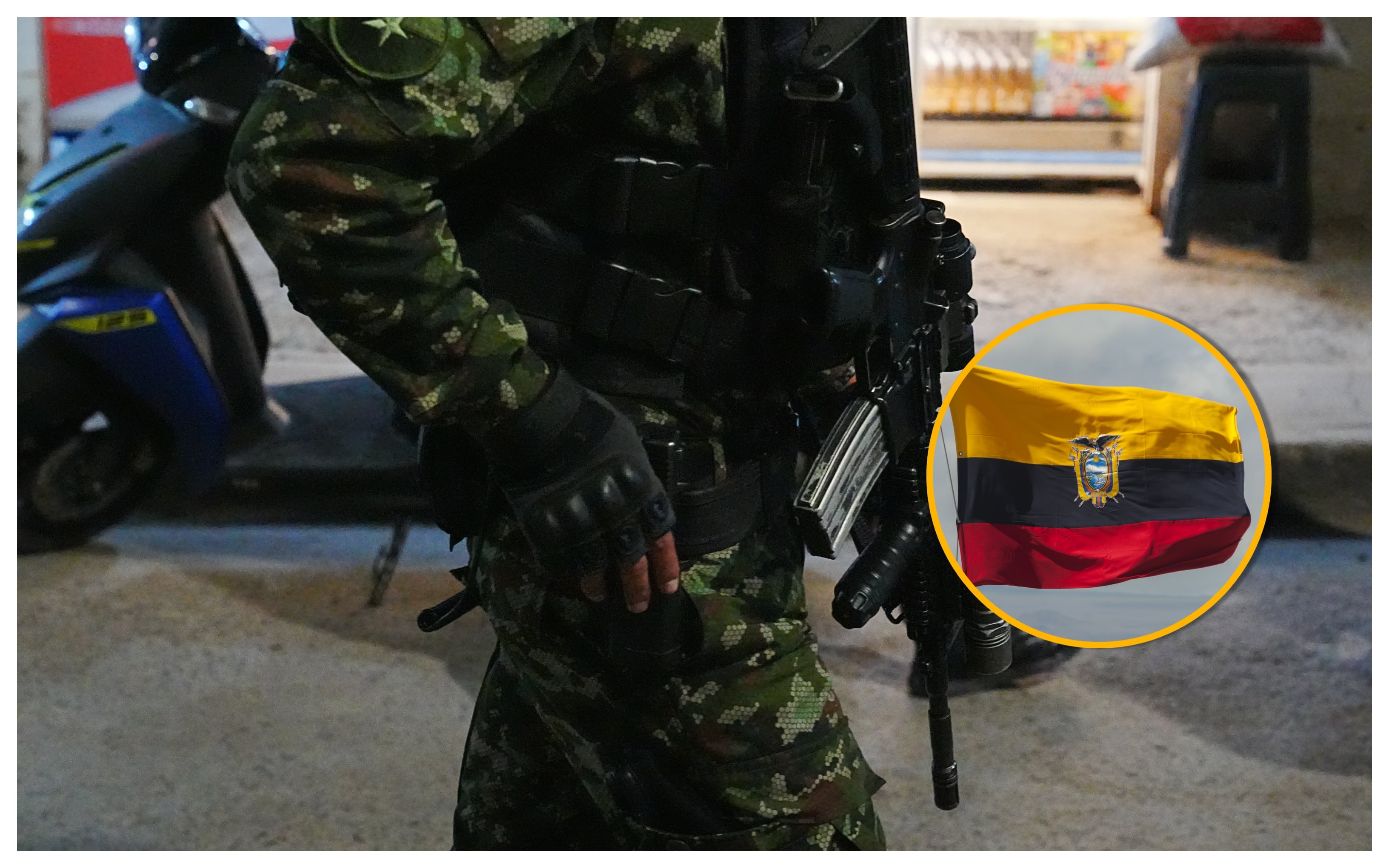 FARC y bandera de Ecuador. Foto: Juancho Torres/Anadolu/ John Elk III vía Getty Images. 