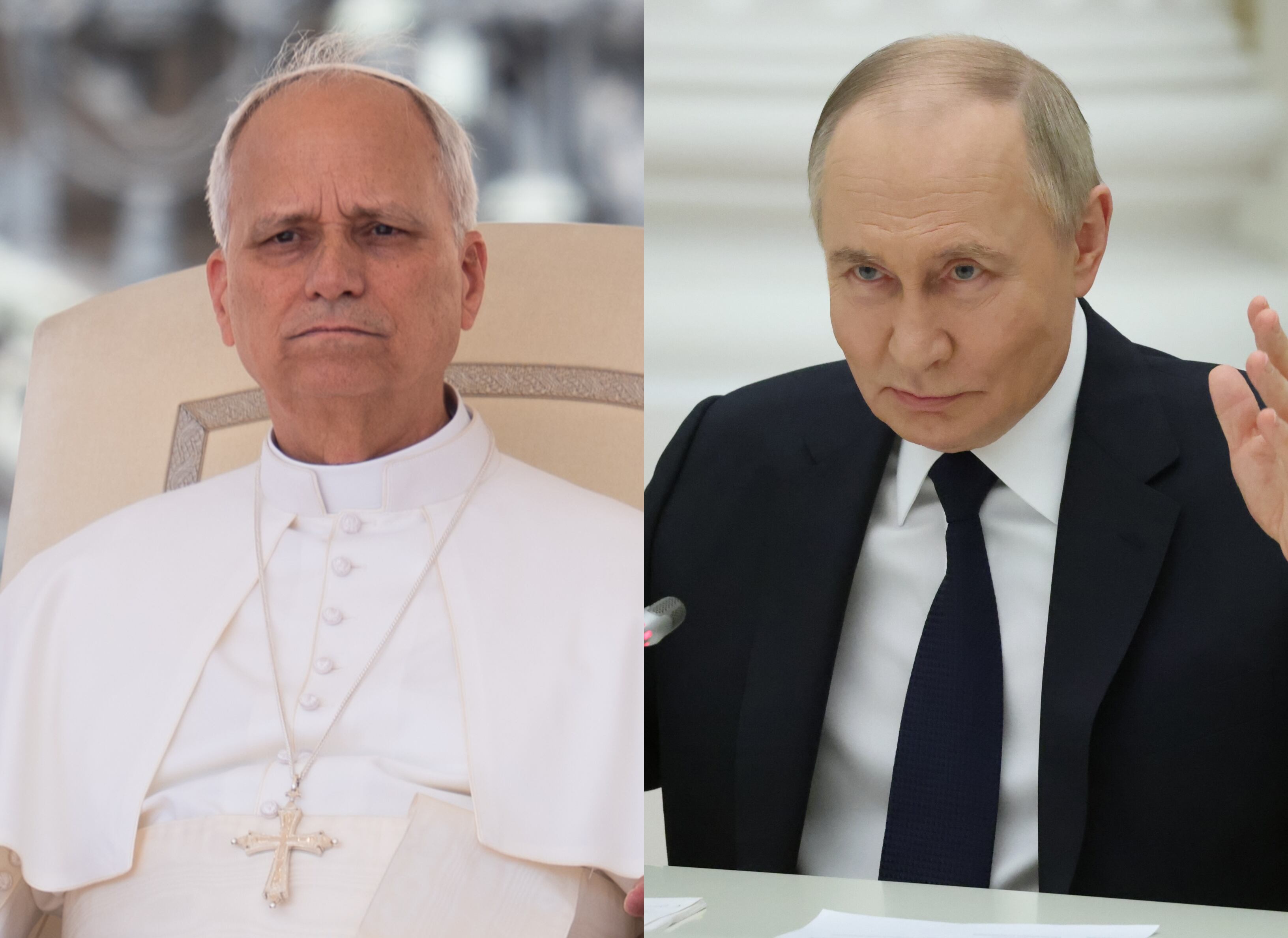 Papa León XIV. FOTO: Massimo Valicchia/NurPhoto via Getty Images. // Vladimir Putin. FOTO: Contributor/Getty Images