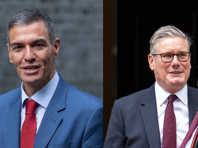 Gobierno español, Pedro Sánchez, y su homólogo británico, Keir Starmer. Foto: Carl Court/Getty Image/Thomas Krych / Europa Press via Getty Images