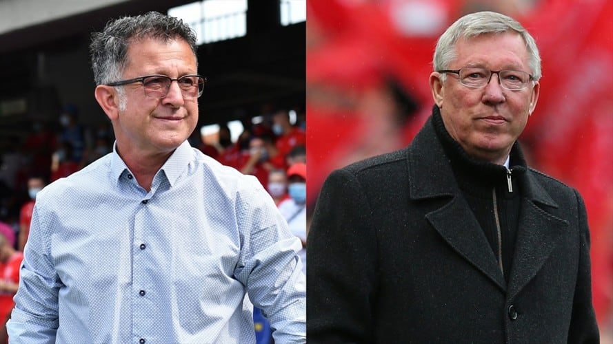 Entrenadores Juan Carlos Osorio y sir Alex Ferguson. Foto: Colprensa - Cortesía Dimayor / Alex Livesey/Getty Images