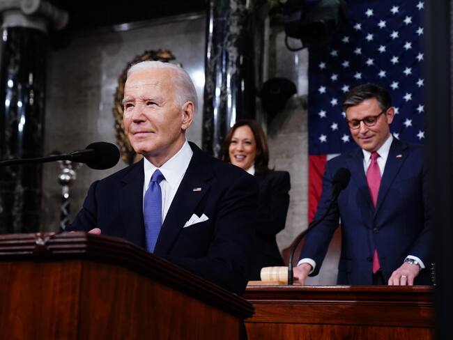 Washington (United States), 08/03/2024.- US President Joe Biden delivers his third State of the Union address to a joint session of Congress in the House Chamber of the US Capitol in Washington, DC, USA, 07 March 2024. EFE/EPA/SHAWN THEW / POOL