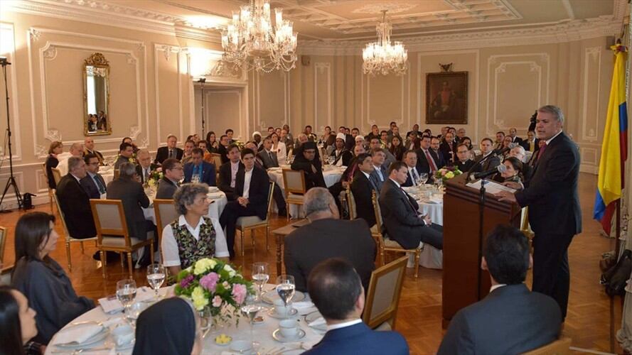 El presidente Iván Duque invitó a 130 líderes religiosos a defender la familia como el núcleo fundamental en la sociedad.. Foto: Presidencia