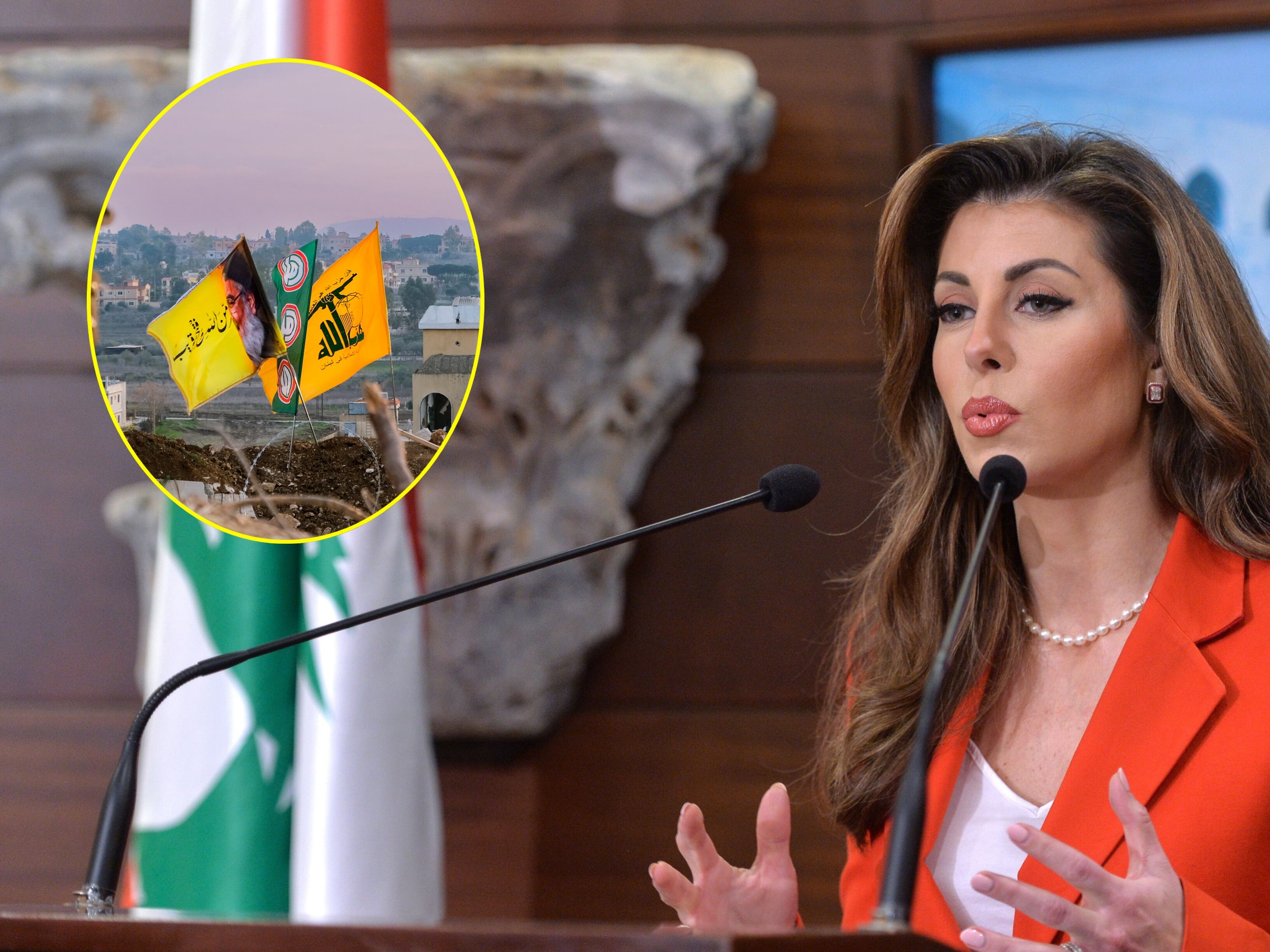 Enviada especial de Estados Unidos, Morgan Ortagus en Líbano. FOTO: WAEL HAMZEH. EFE/EPA
