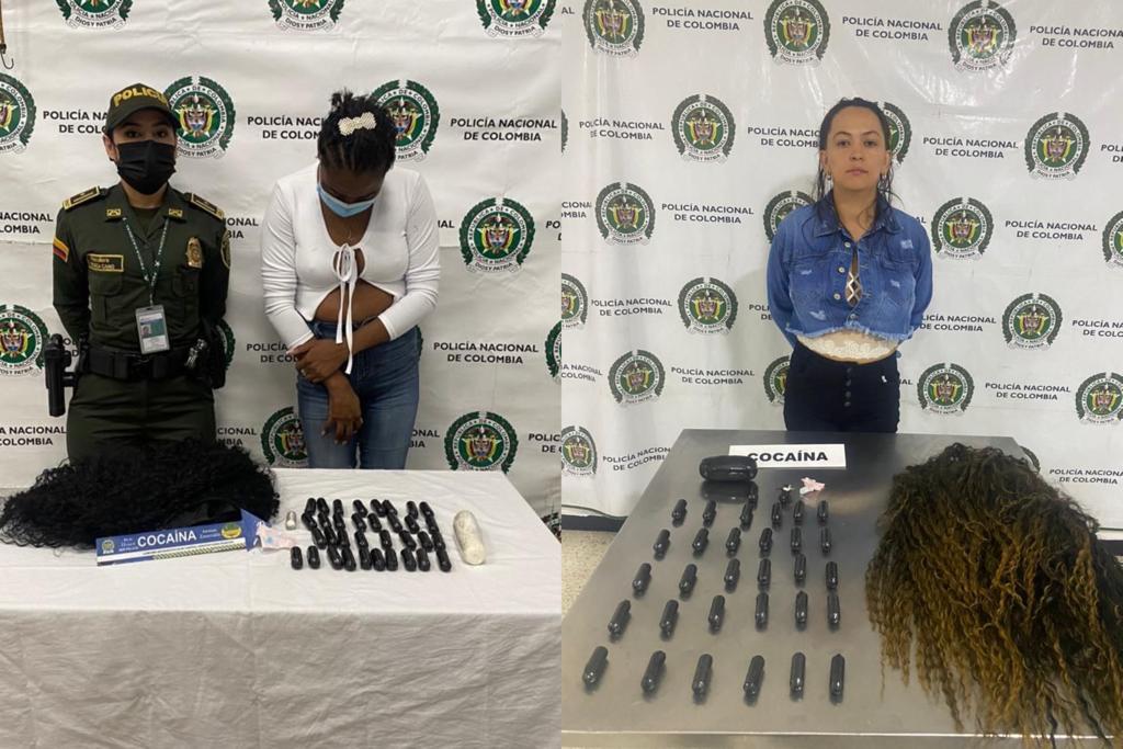 Narcopelucas: Dos colombianas pretendían viajar a España llevando cocaína. Foto: Policía