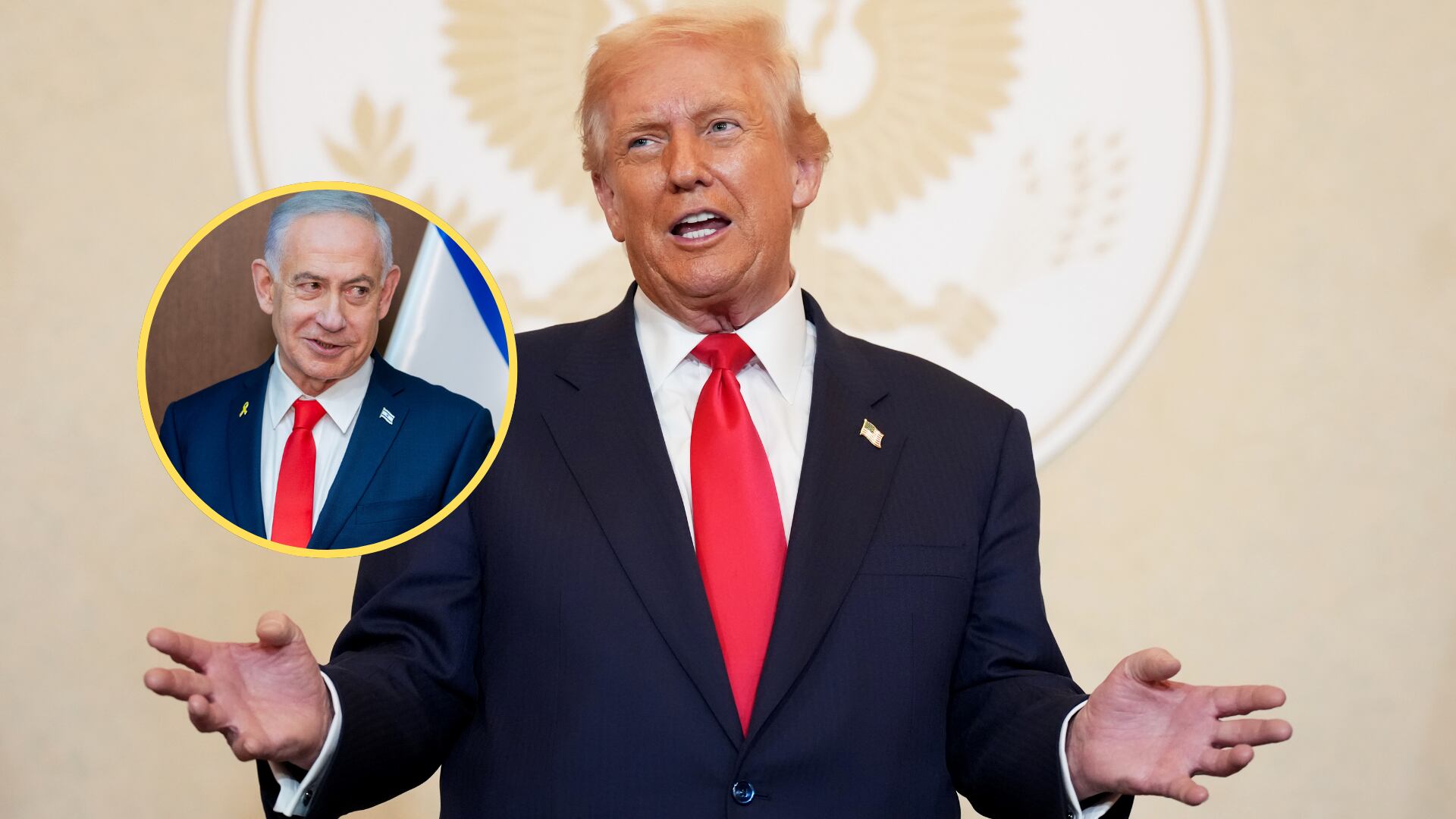 Presidente de Estados Unidos, Donald Trump, primer ministro de Israel, Benjamin Netanyahu. Foto:  Andrew Harnik/Getty Images/ Nathan Howard - Pool/Getty Images