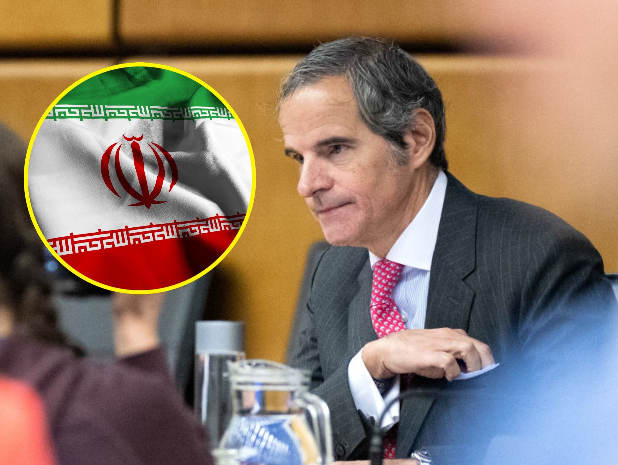 Rafael Grossi. I Foto: JOE KLAMAR/AFP via Getty Images. Bandera de Irán. I Foto: Getty Images.