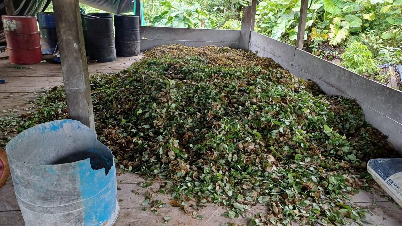 Ejército Nacional desmanteló cinco laboratorios de cocaína en el Putumayo. Foto: suministrada.