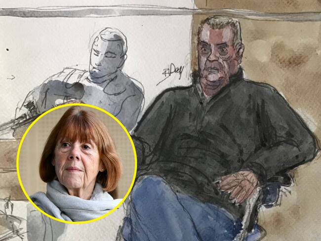 Ilustración de Dominique Pelicot. I Foto: BENOIT PEYRUCQ/AFP via Getty Images. Giséle Pelicot. I Foto: CHRISTOPHE SIMON/AFP via Getty Images.