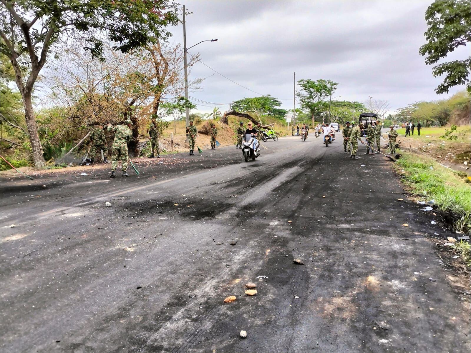 Protestas en el Bajo Cauca. Foto: Cortesía Ejército.