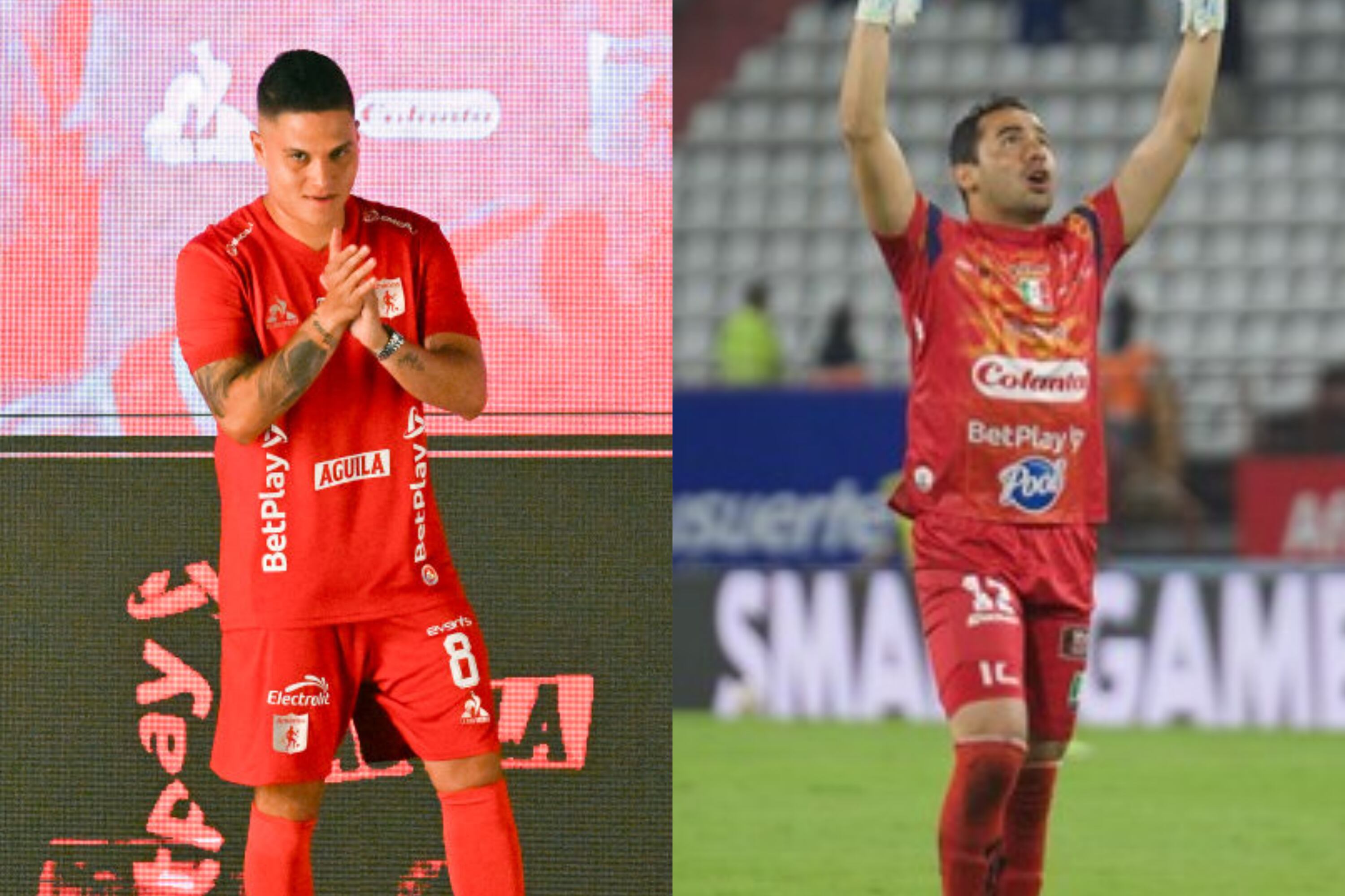 Juan Fernando Quintero y James Aguirre. Foto:  (Photo by JOAQUIN SARMIENTO/AFP via Getty Images) / (Colprensa: Santiago Álvarez)