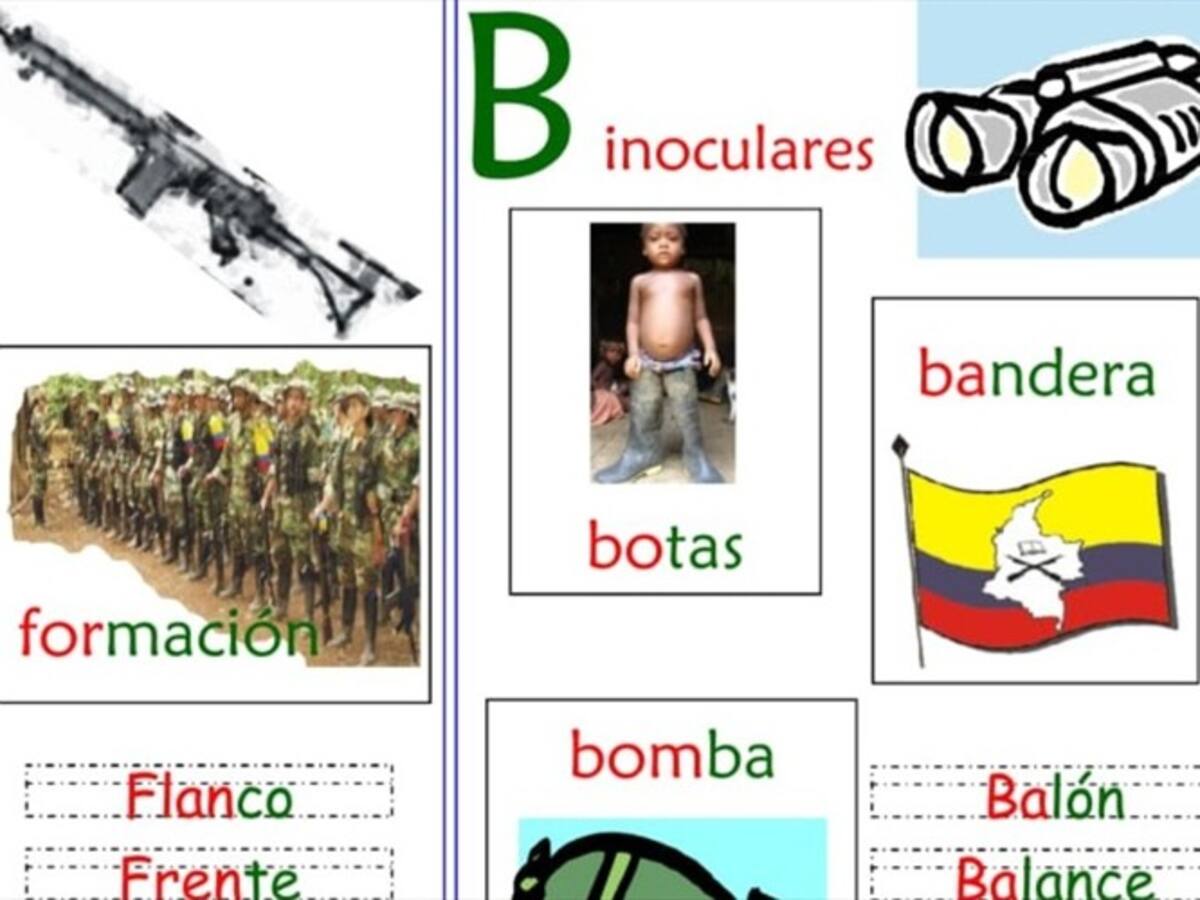 F de “fusil” y B de “bomba”: la cartilla con la que las Farc “educaban” a niños reclutados
