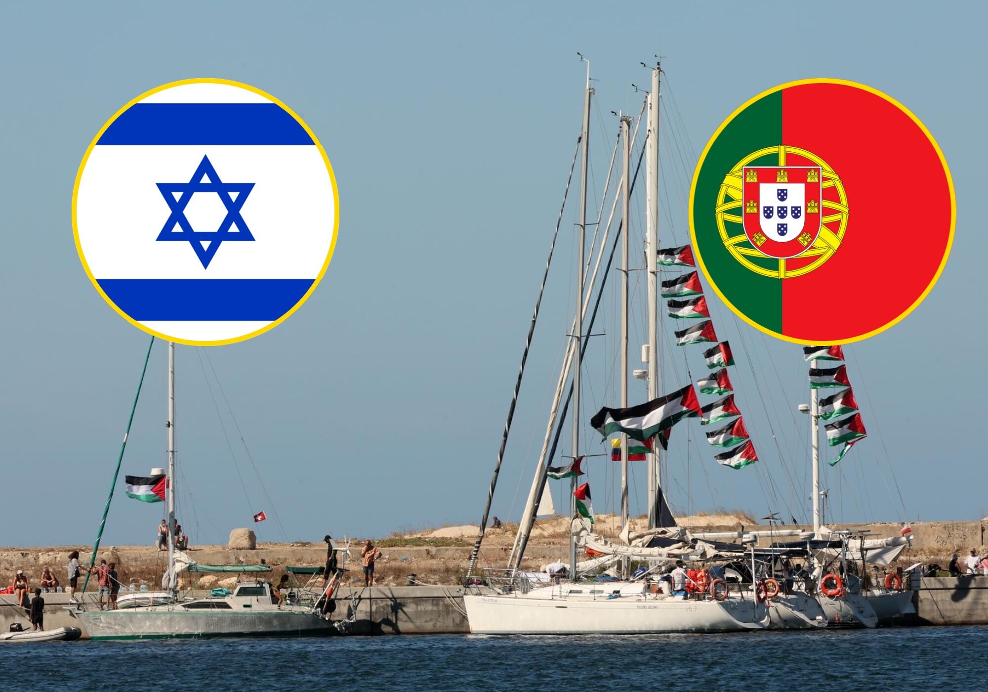 Integrantes portugueses de Global Sumud Flotilla analizan posible denuncia contra Israel. Foto: EFE.