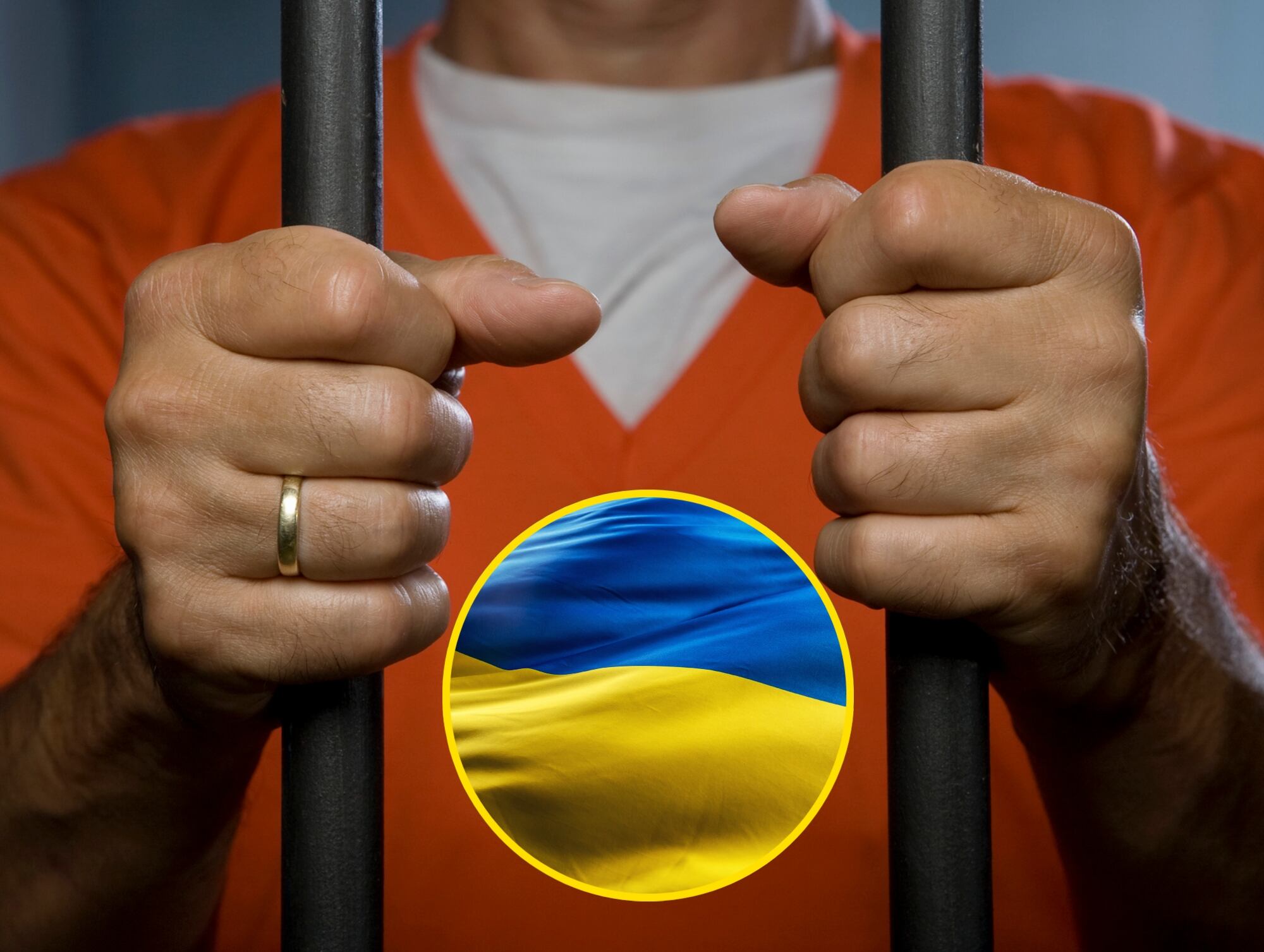 Imagen de referencia de encarcelado y bandera de Ucrania. I Fotos. Getty Images.