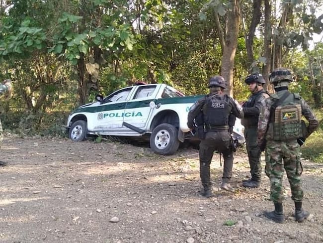 Con explosivos atacan patrulla de la policía en Cesar. Foto: Suministrada por las autoridades.