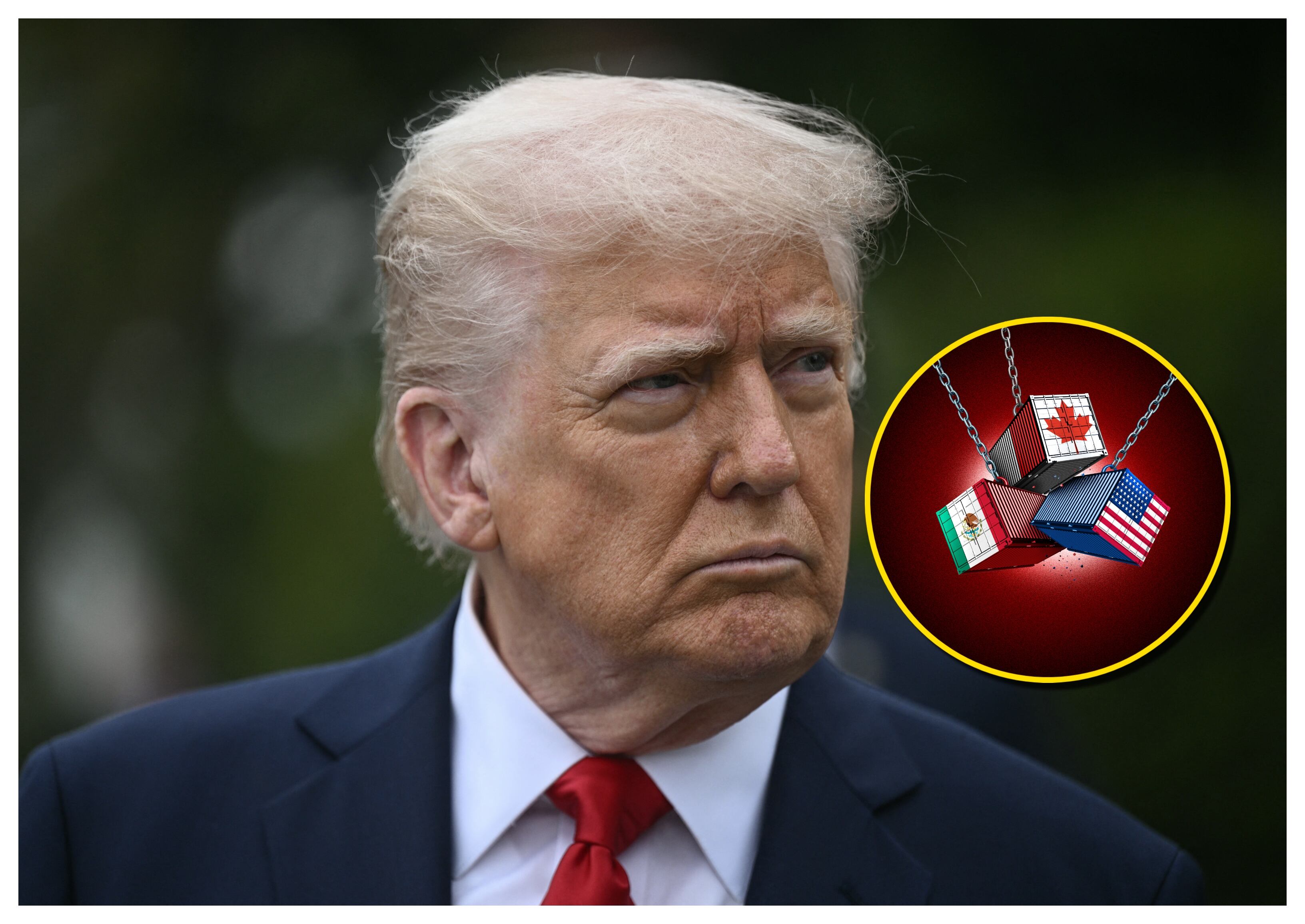 Donald Trump y referencia de tratados comerciales entre EE.UU., Canadá y México. Foto: BRENDAN SMIALOWSKI/AFP via Getty Images.