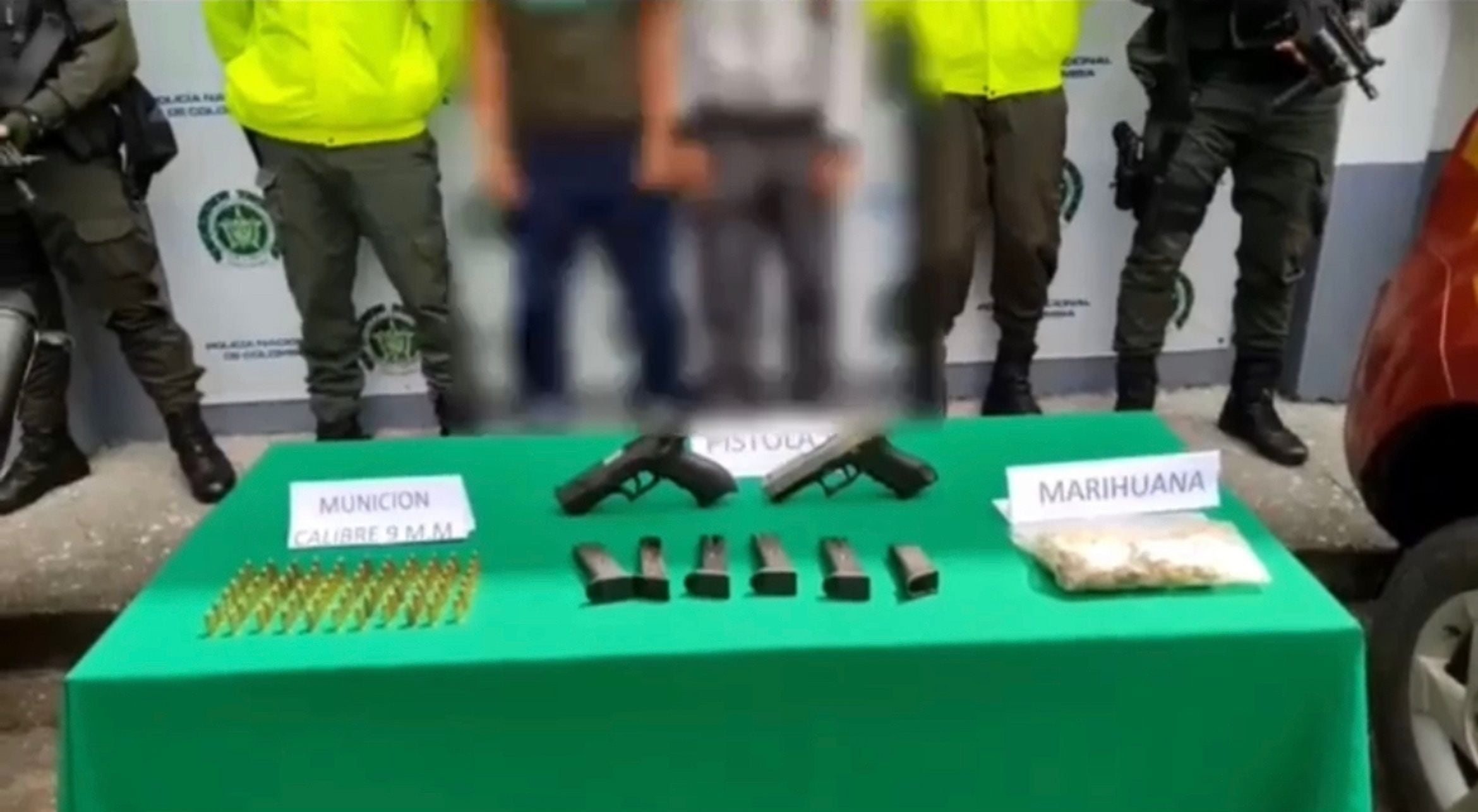 Los sujetos están presuntamente vinculados con la estructura delincuencial “La Inmaculada”, señalada de extorsionar a comerciantes del municipio. Foto: Gobernación del Valle.