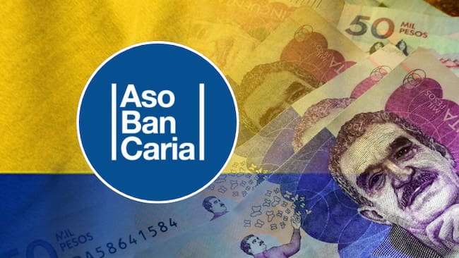Billetes colombianos y al lado el logo de Asobancaria (Fotos vía Getty Images y redes sociales de Asobancaria)