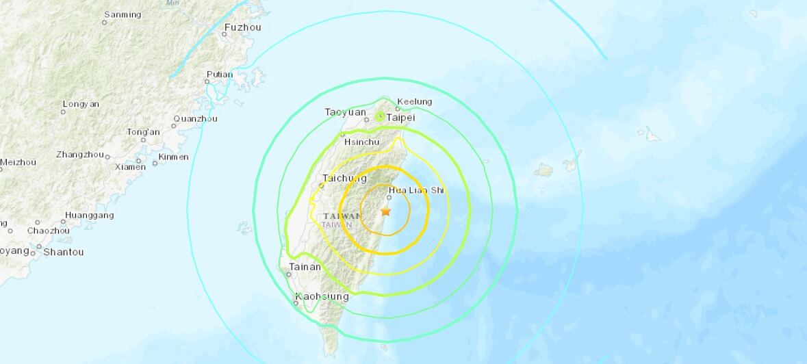 Imagen de referencia de Sismo Taiwan. U.S. Geological Survey.
