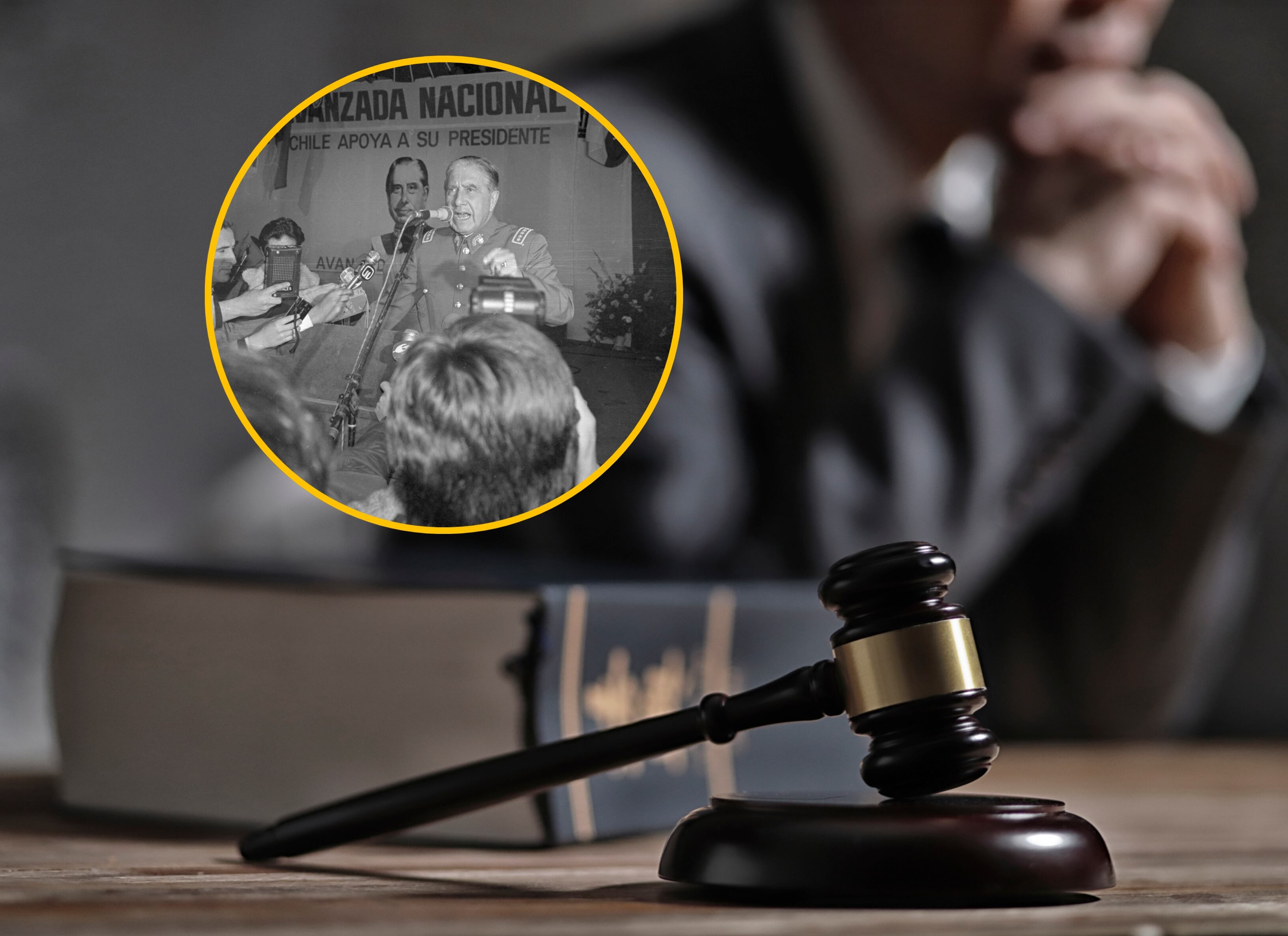 Rferencia de justicia y Augusto Pinochet. Foto: Bettman y Getty Images. 