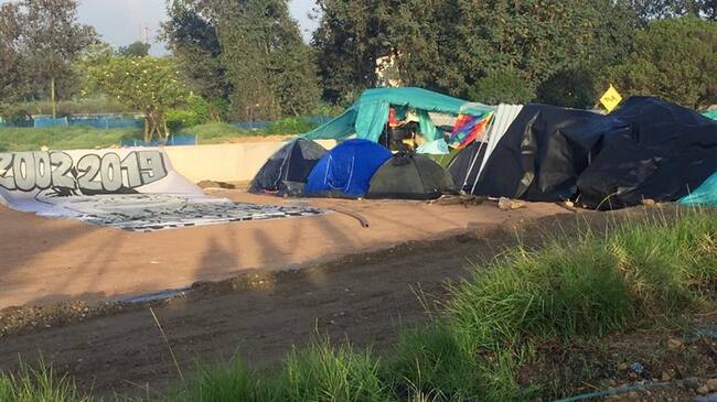Protestas en humedal Tibabuyes para exigir que suspendan obras del acueducto. Foto: Cortesía