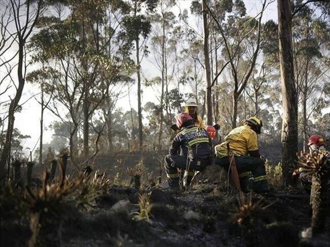 Más de 40 hombres apoyan labores en tierra para controlar las llamas.. Foto: Getty Images