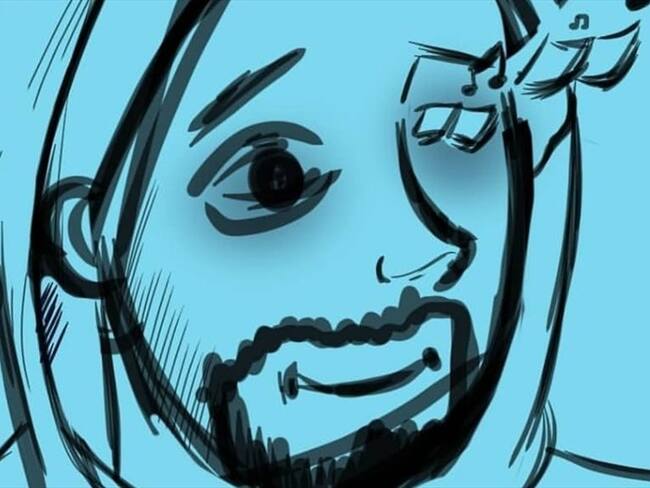 Caricatura en homenaje del periodist que perdió un ojo durante jornada de protestas en Cauca. Foto: @Davidariastatto/ Artísta