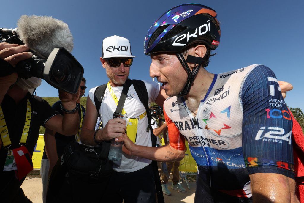 El canadiense Michael Woods tras ganar la novena etapa del Tour de Francia 2023. Foto: MICHAEL STEELE / POOL / AFP