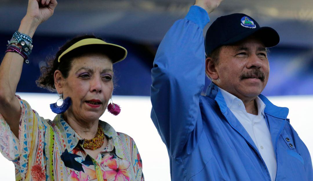 El presidente de Nicaragua, Daniel Ortega, y su esposa, la vicepresidenta Rosario Murillo. Foto: