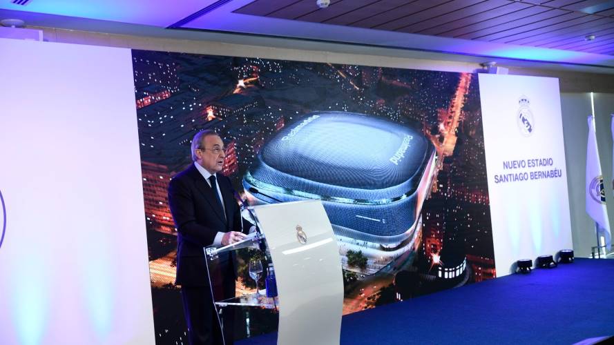Florentino Pérez en la presentación del nuevo diseño del Bernabéu. Crédito: Colprensa