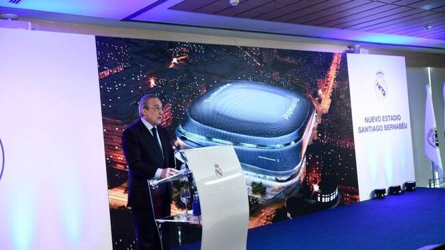 Florentino Pérez en la presentación del nuevo diseño del Bernabéu. Crédito: Colprensa