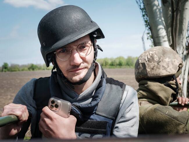 AFP visual journalist Arman Soldin is pictured on a Ukrainian military truck during an assignment for AFP in Donbass on April 30, 2022. Arman was killed by a rocket strike as he reported with AFP colleagues from Ukrainian positions in Chasiv Yar on May 9, 2023. Arman, who was 32 and born in Bosnia, began his career as an AFP intern in the Rome bureau before moving to London in 2015. He was formally appointed as Ukraine video coordinator for AFP based in Kyiv in September 2022. Arman's death is a terrible reminder of the risks and dangers of covering this war. Our thoughts tonight are with his family and friends, and with all AFP people on the ground in Ukraine. (Photo by Yasuyoshi CHIBA / AFP)