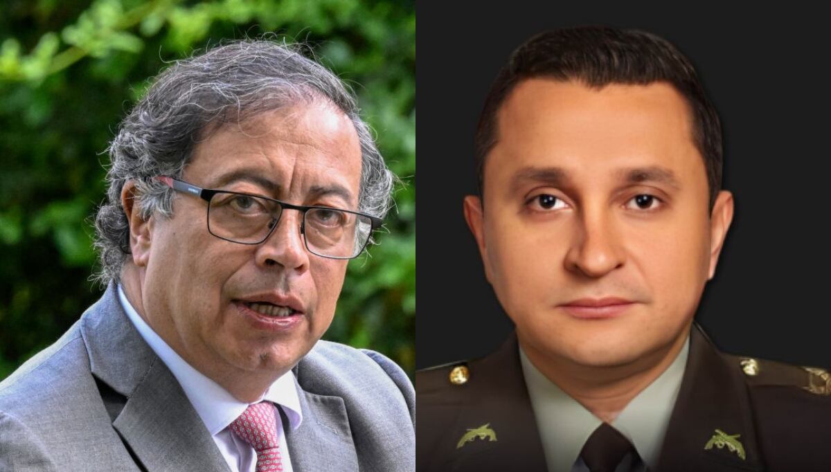 Gustavo Petro y coronel Óscar Dávila. Foto: Colprensa y cortesía Policía.