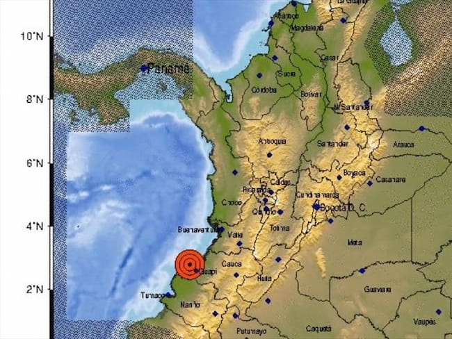 El temblor fue sentido en diferentes municipios de Valle, Cauca y Nariño.. Foto: Servicio Geológico Colombiano