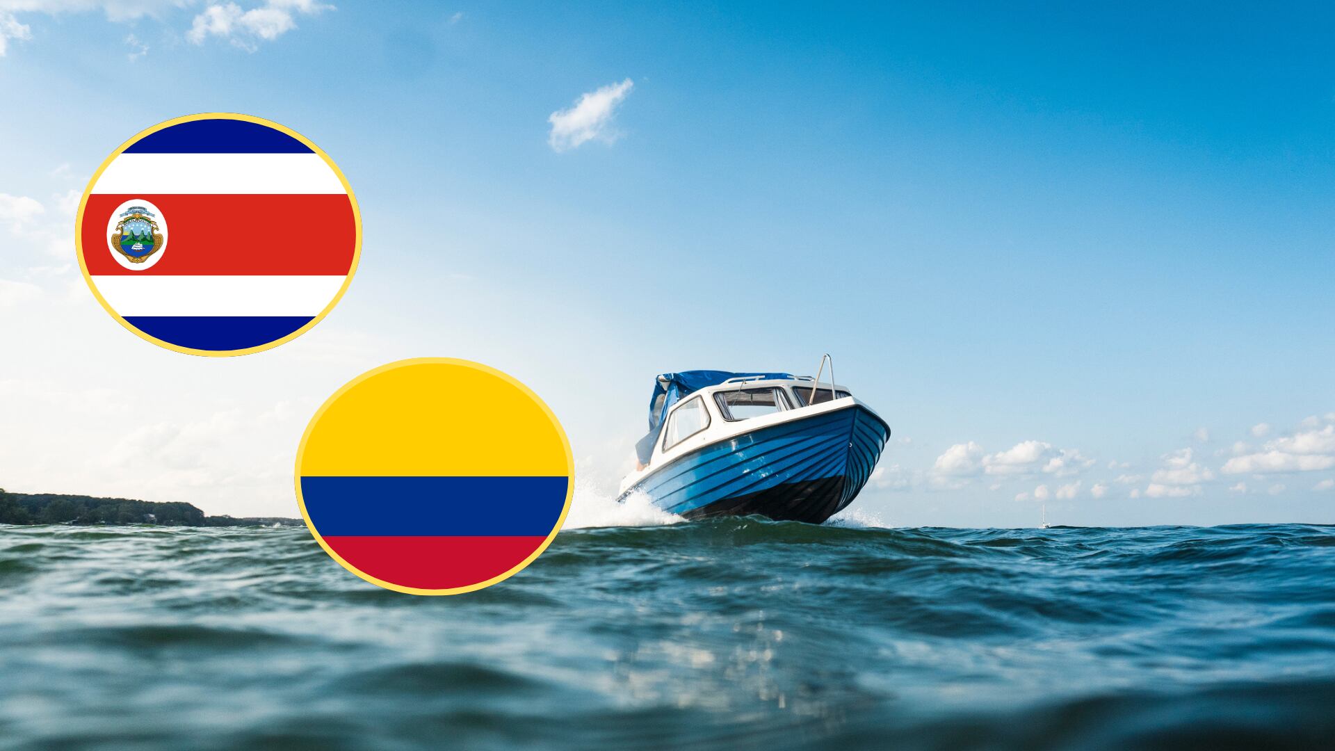Lancha imagen de referencia, bandera de Costa Rica y Colombia. Foto: Getty Images.