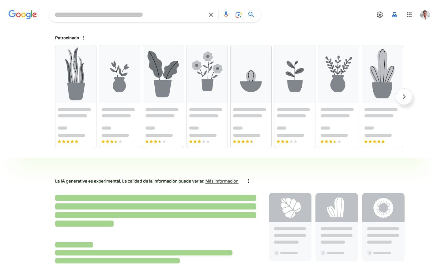 Vista previa de la IA generativa en la búsqueda de Google. Foto: Cortesía.