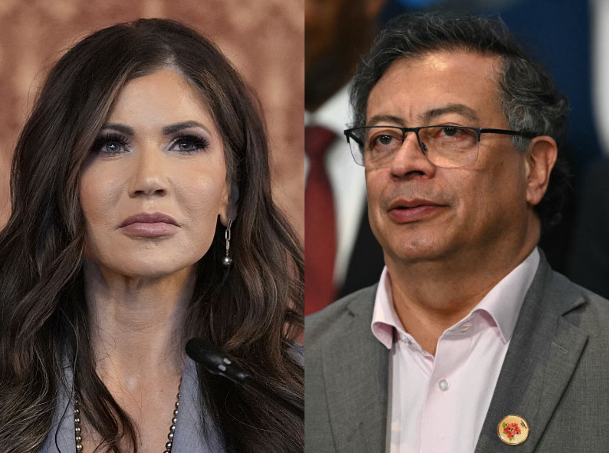 Kristi Noem y Gustavo Petro. Foto: Getty Images.
