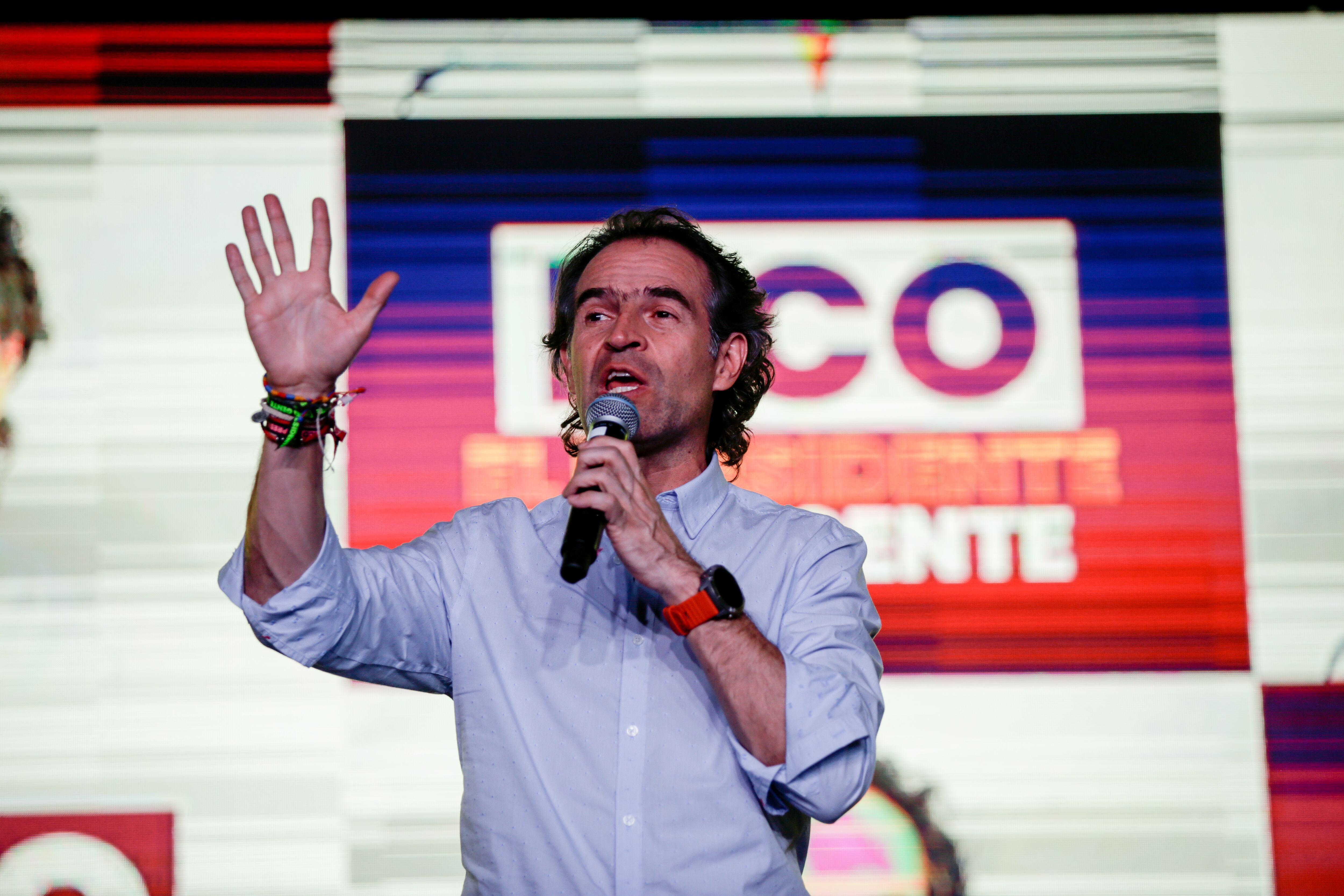 BOGOTÁ. Mayo 17 del 2022. Mitín político del candidato a la presidencia Federico Gutiérrez con miembros del sector industrial de Montevideo. (Colprensa - Mariano Vimos)