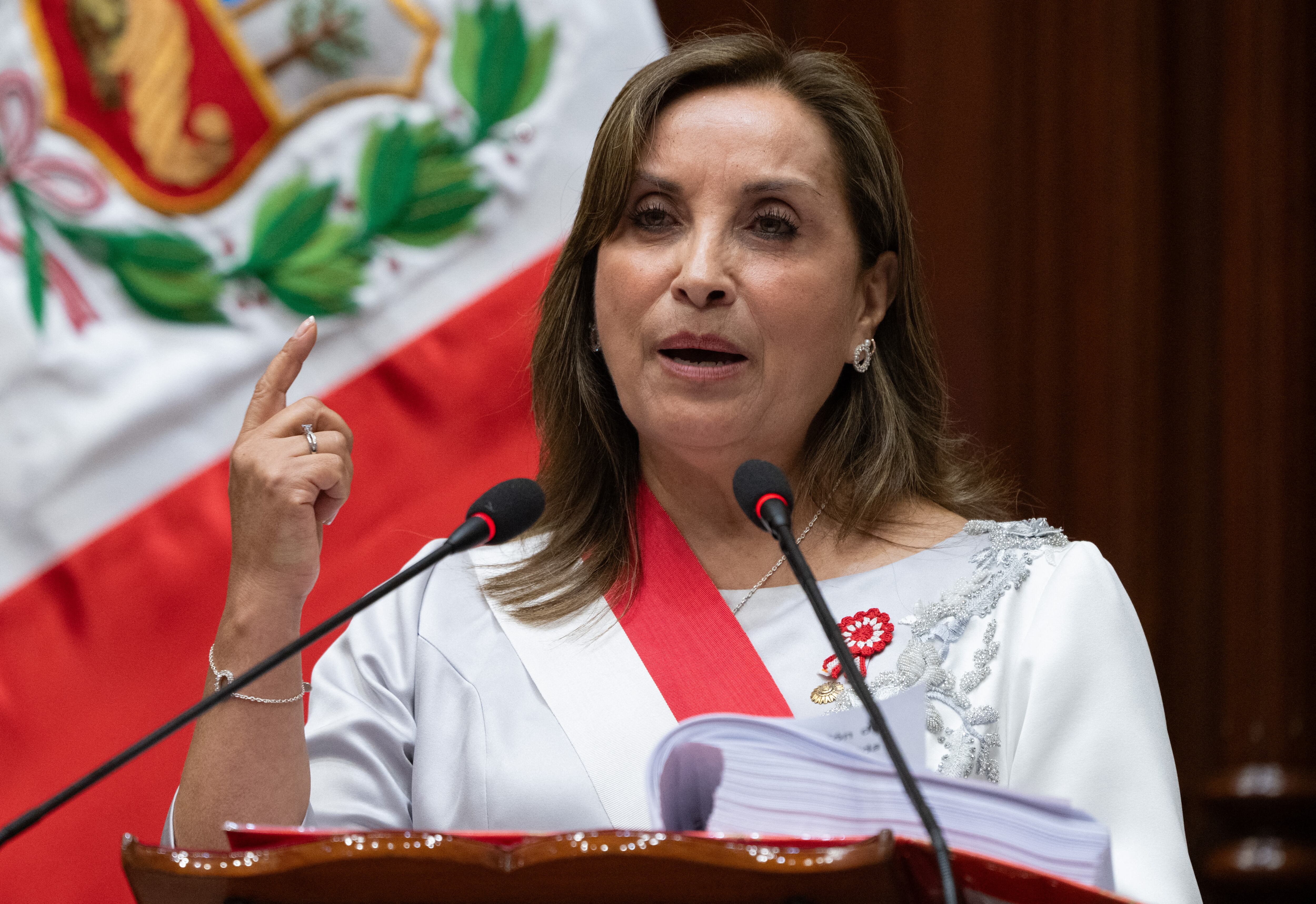 Presidenta de Perú, Dina Boluarte. Foto: CRIS BOURONCLE/POOL/AFP via Getty Images.