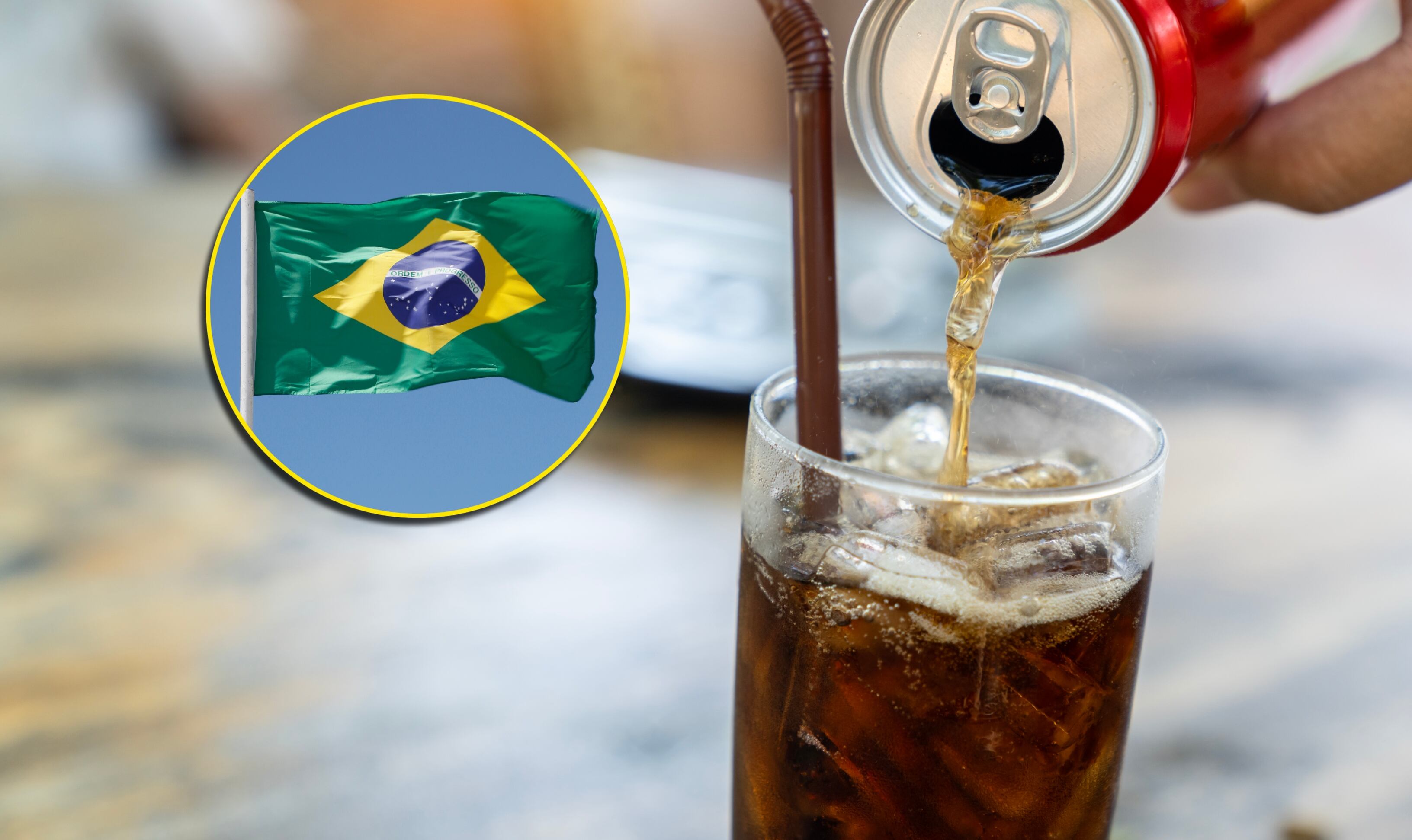 Coca Cola y bandera de Brasil. Foto: Virojt Changyencham y Cristophe LEENAFF vía Getty Images. 
