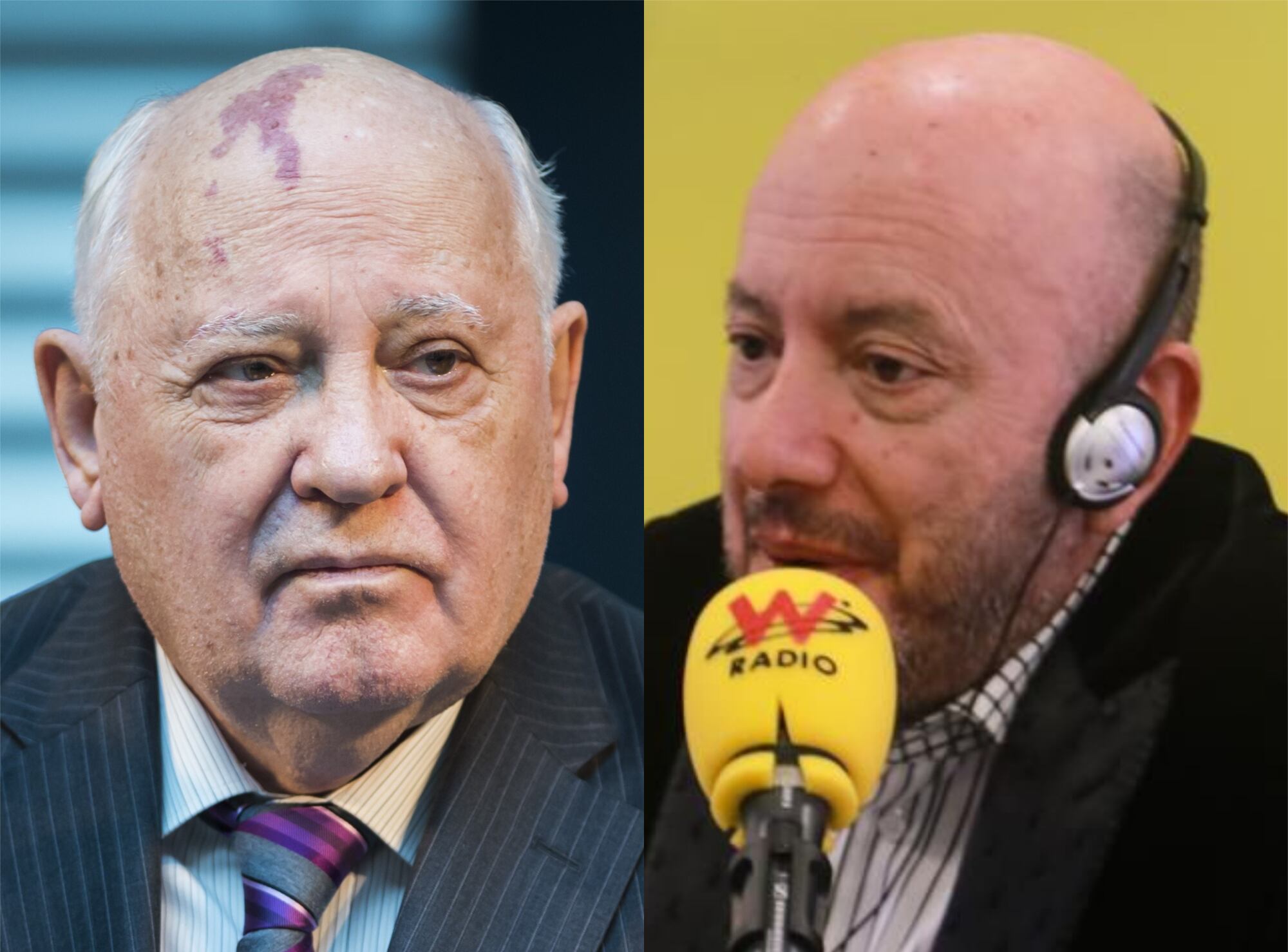 Mijaíl Gorbachov y Julio Sánchez Cristo. Foto: (Photo credit should read ODD ANDERSEN/AFP via Getty Images) / W Radio