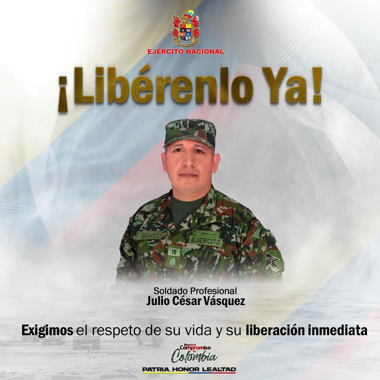 Ejército exige la liberación inmediata del militar. FOTO: Ejército Nacional