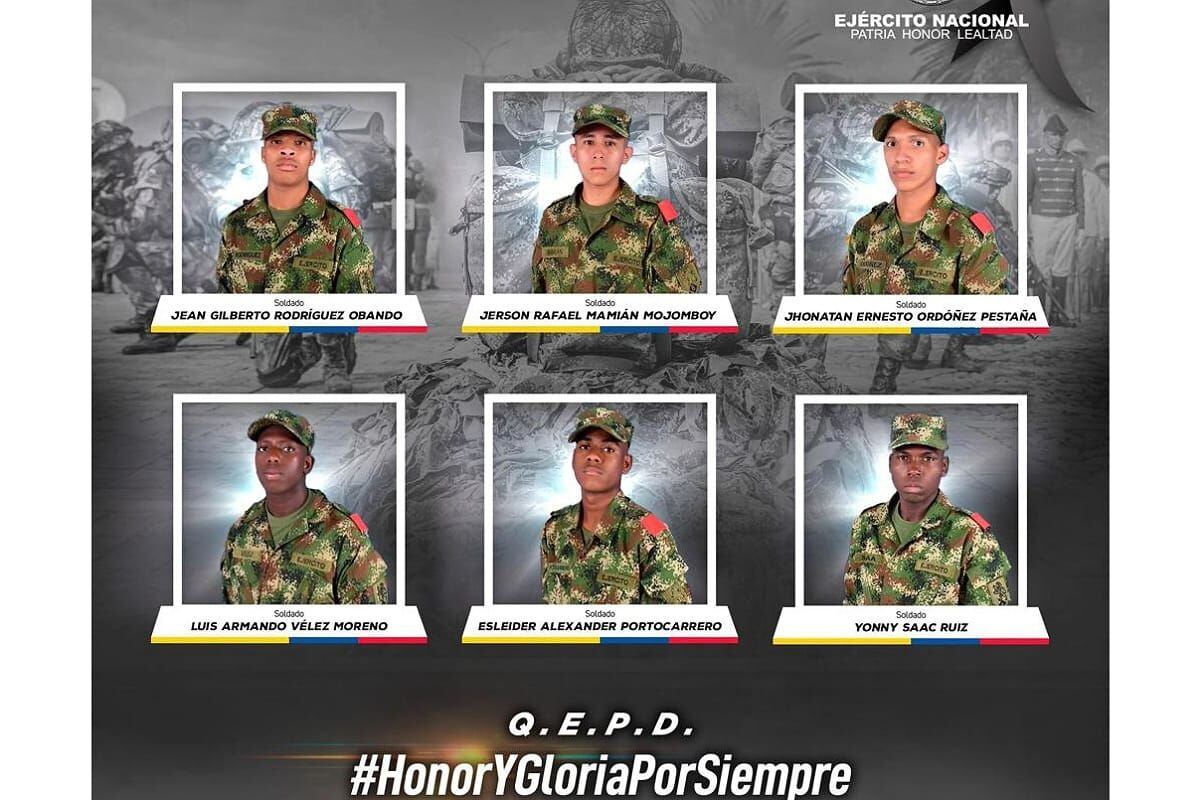 Las autoridades departamentales y nacionales enviaron un mensaje de condolencia a las familias de los fallecidos. Crédito: Ejército Nacional. 
