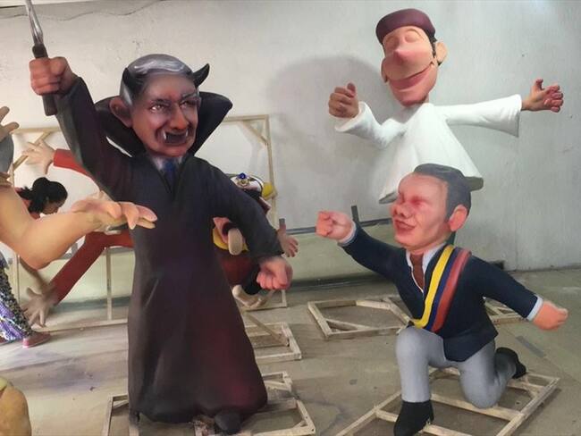 Una carroza de la feria de Bucaramanga que hace alusión a las palasada elecciones presidenciales, desató la polémica en la ciudad.. Foto: Cortesía