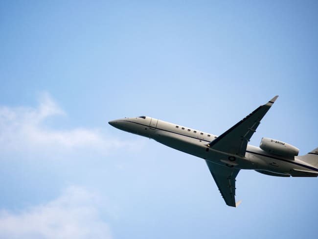 Aviation Group Embraer EMB-135BJ Legacy 650 with registration D-AROM aircraft flies in the blue sky. (Photo by Igor Golovniov/SOPA Images/LightRocket via Getty Images)